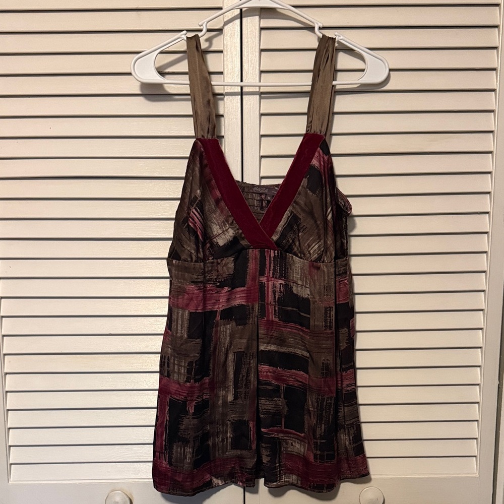 Hale Bob Brown and Maroon Patterned V-Neck Camisole